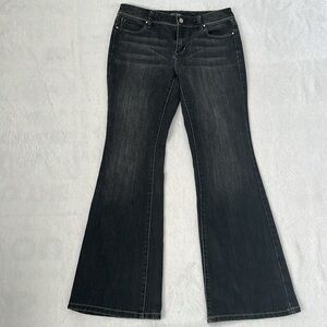 White House Black Market Women’s Mid Rise Flare Leg Y2K Style Moto Jean 6S